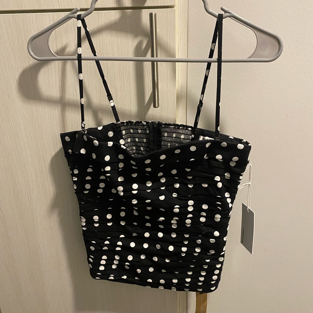 Black and white polka dot tank top